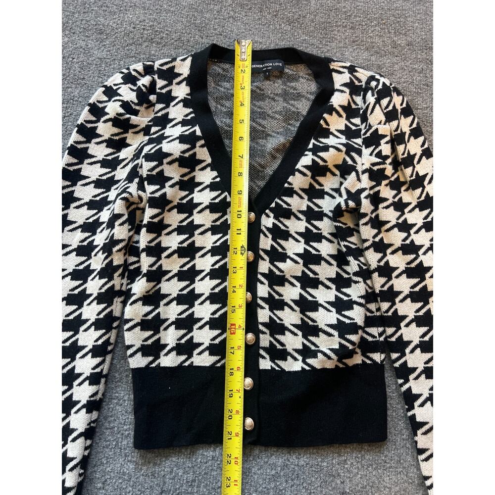 Generation Love Womens Black White Houndstooth Cardigan Sweater Size Small - Picture 7 of 13